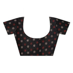 Vamika Printed Jute Silk Black Saree blouse