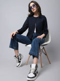 Even Apparels Navy Polywool Open Front Statement Women's Jacket