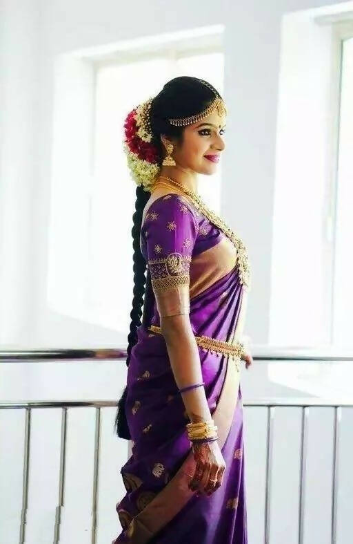 DEIANA'S Beautiful Designer Golden zari Soft Lichi Silk Saree - Purple