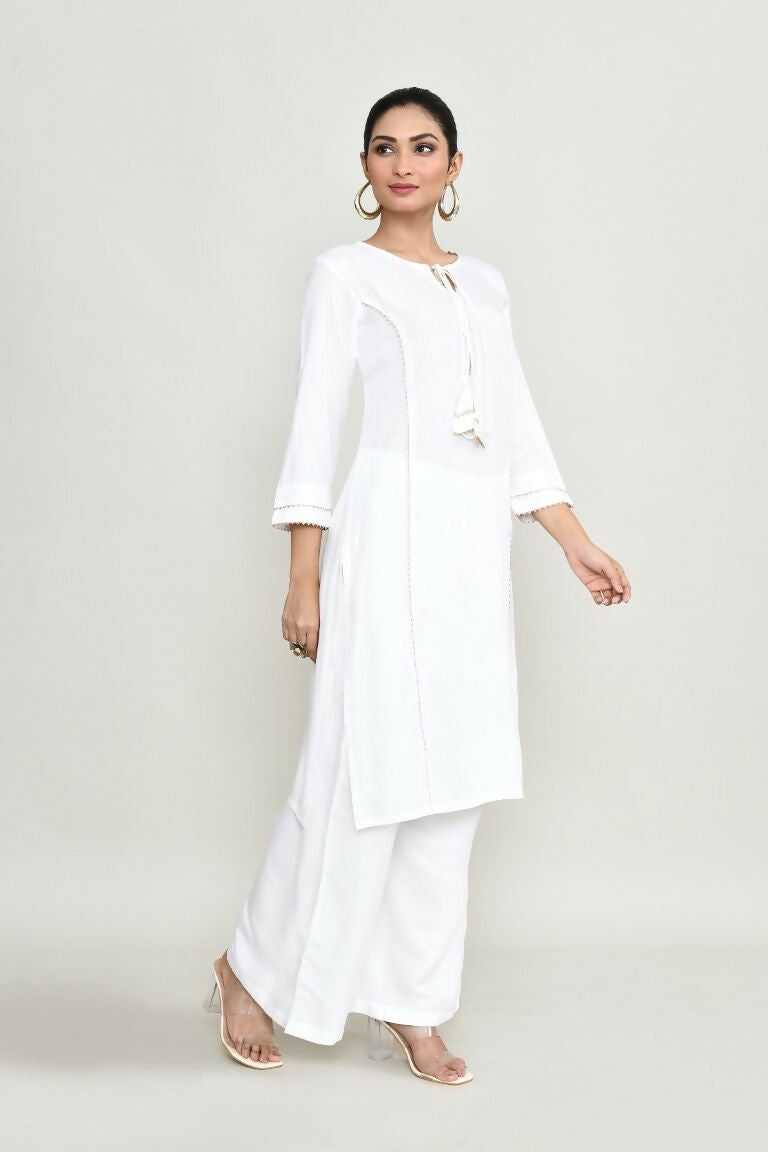 Joban Fashion White Rayon Kurta Set