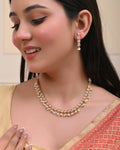 VOJ Gold Tone Stone Studded Choker With Earrings Set