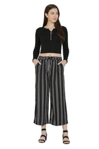 Asmaani Black Color Rayon Fabric Stripped Palazzo