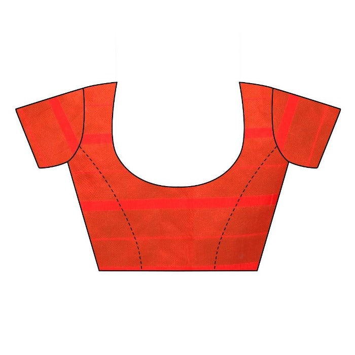 Vamika Orange Cotton Silk Weaving Bloue