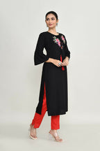 Joban Fashion Black Rayon Kurta Set