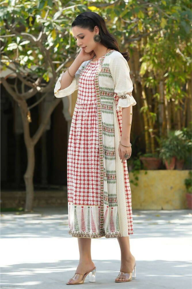 Juniper Women Ivory Rayon Printed A-Line Dress - Distacart