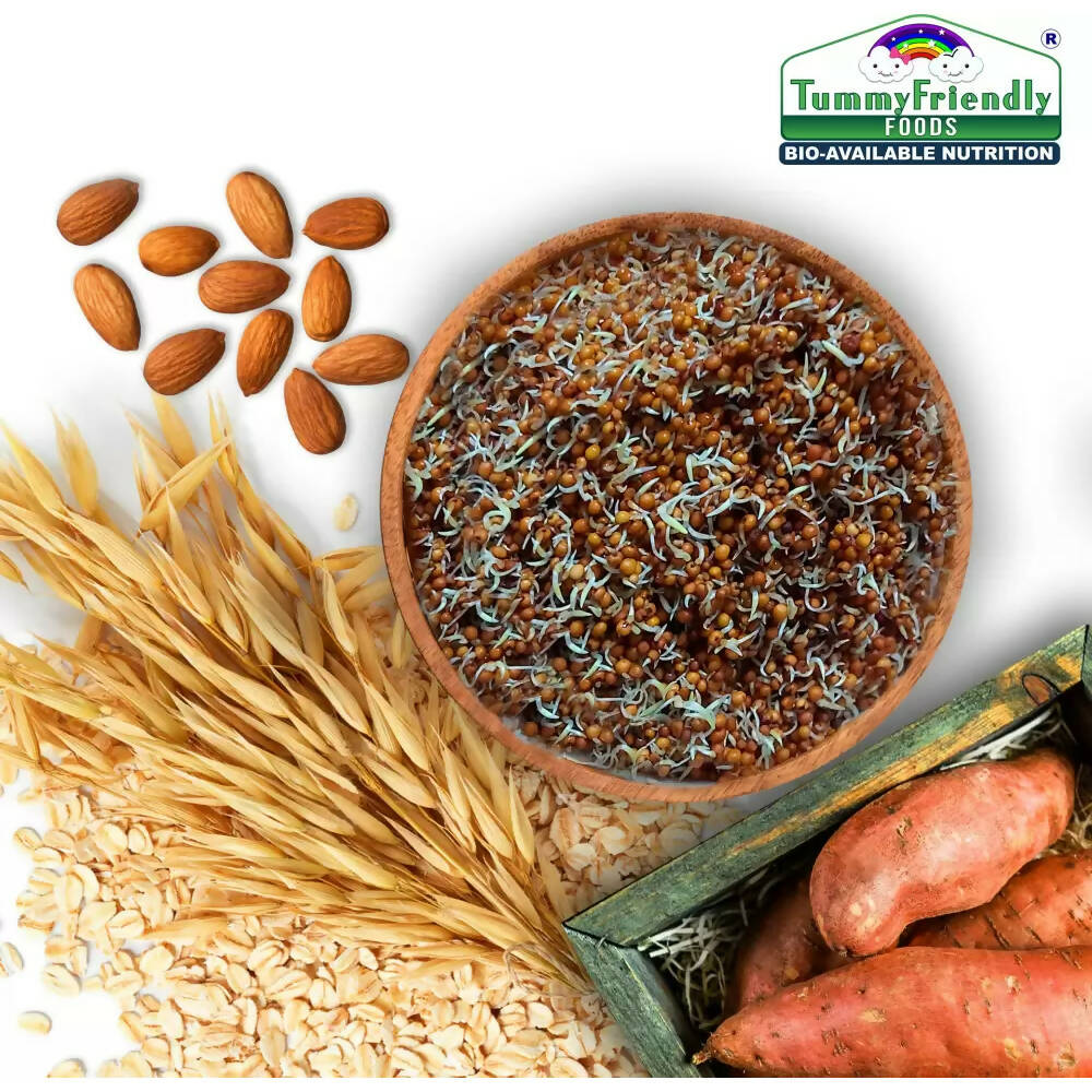 TummyFriendly Foods Certified Organic Sprouted Ragi, Almond, Oats, Sweet Potato Porridge Mix - Distacart