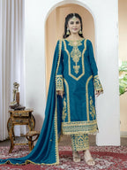 Teeya Creation Morepich Color Chinnon Silk Embroidery Work Fully Stitched Salwar Suit - Distacart