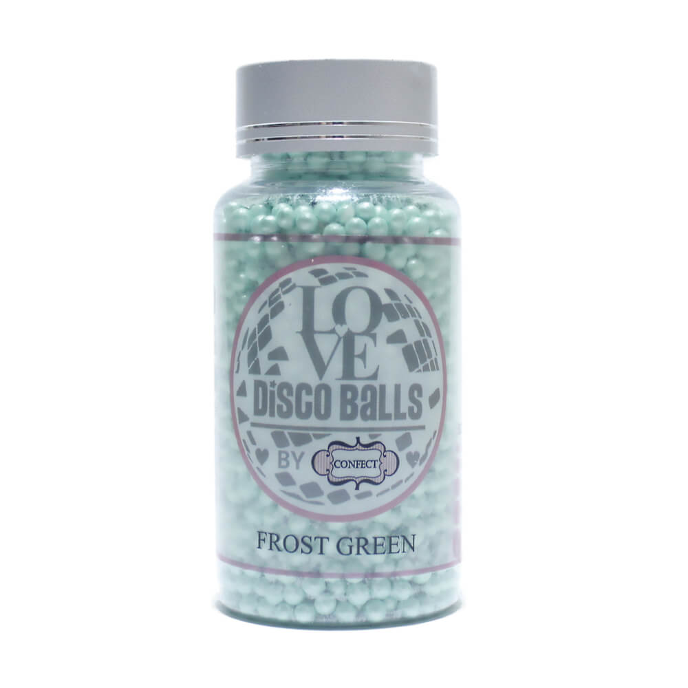confect frost green disco balls sprinkles 2 mm 120 gms