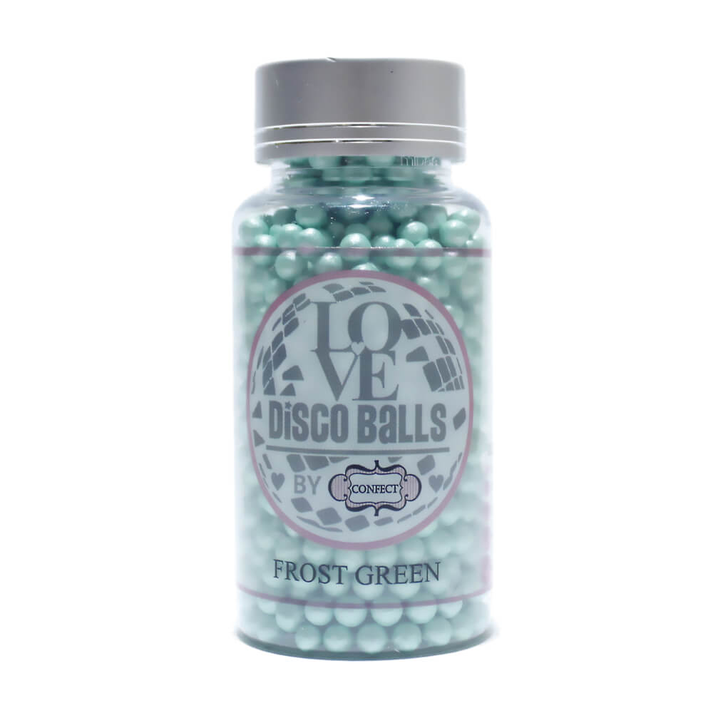 confect frost green disco balls sprinkles 4 mm 120 gms