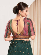 Joban Fashion Magenta Brocade Padded Blouse With V Neck Elbow Sleeves - Distacart