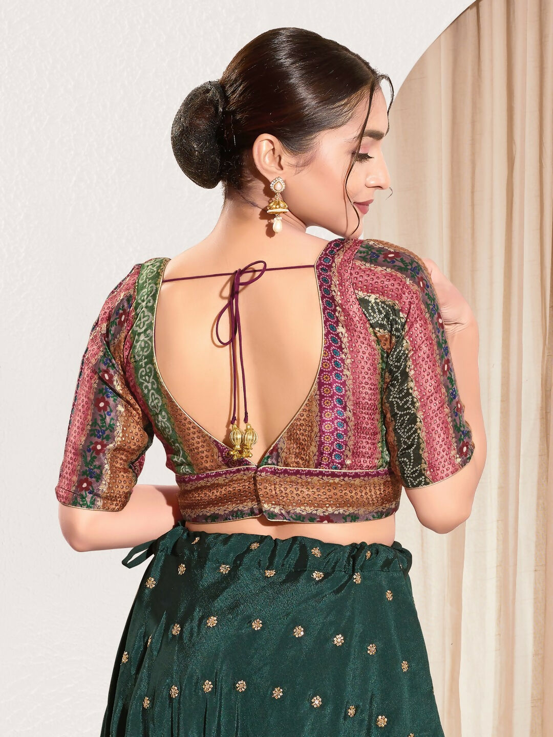 Joban Fashion Magenta Brocade Padded Blouse With V Neck Elbow Sleeves - Distacart