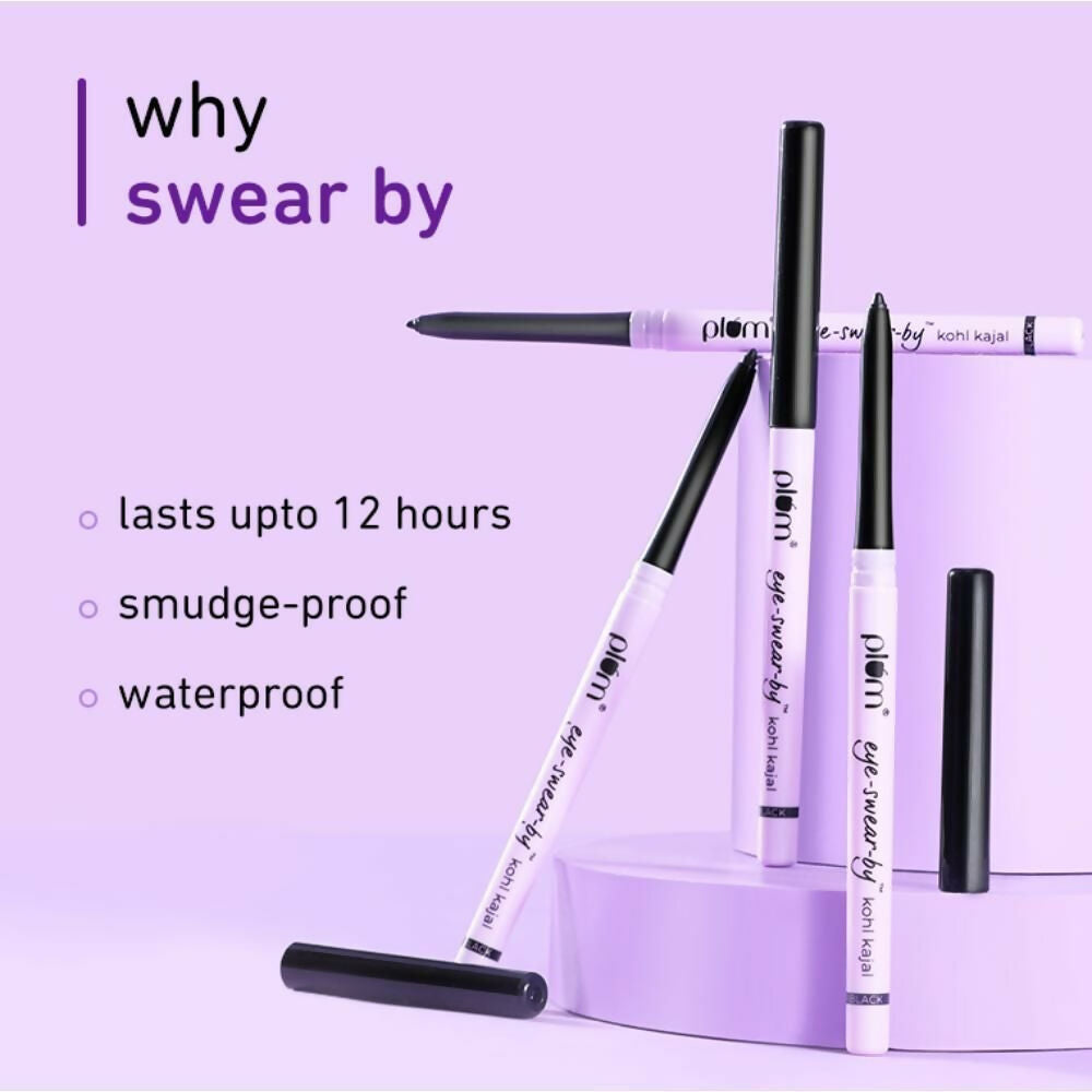 Plum Eye-swear-by Kohl Kajal - Deep Black