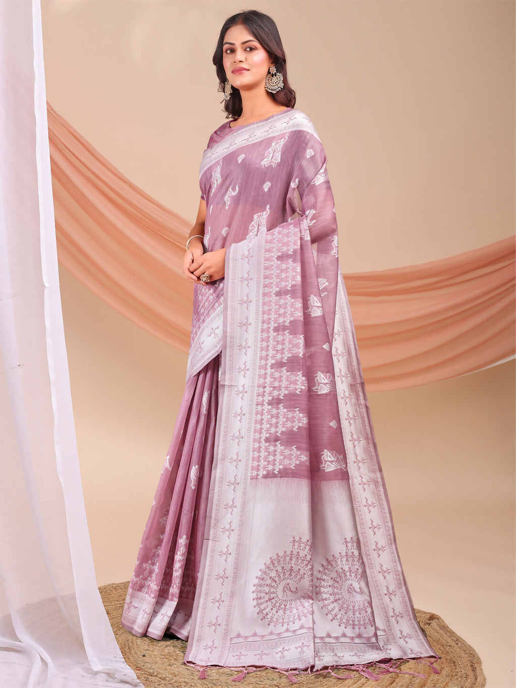 Shree Shyam Fashion Varnika Purple Linen Cotton Saree