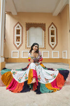 AI Fashion White Viscose Rayon Designer Navratri Lehenga Choli Collection
