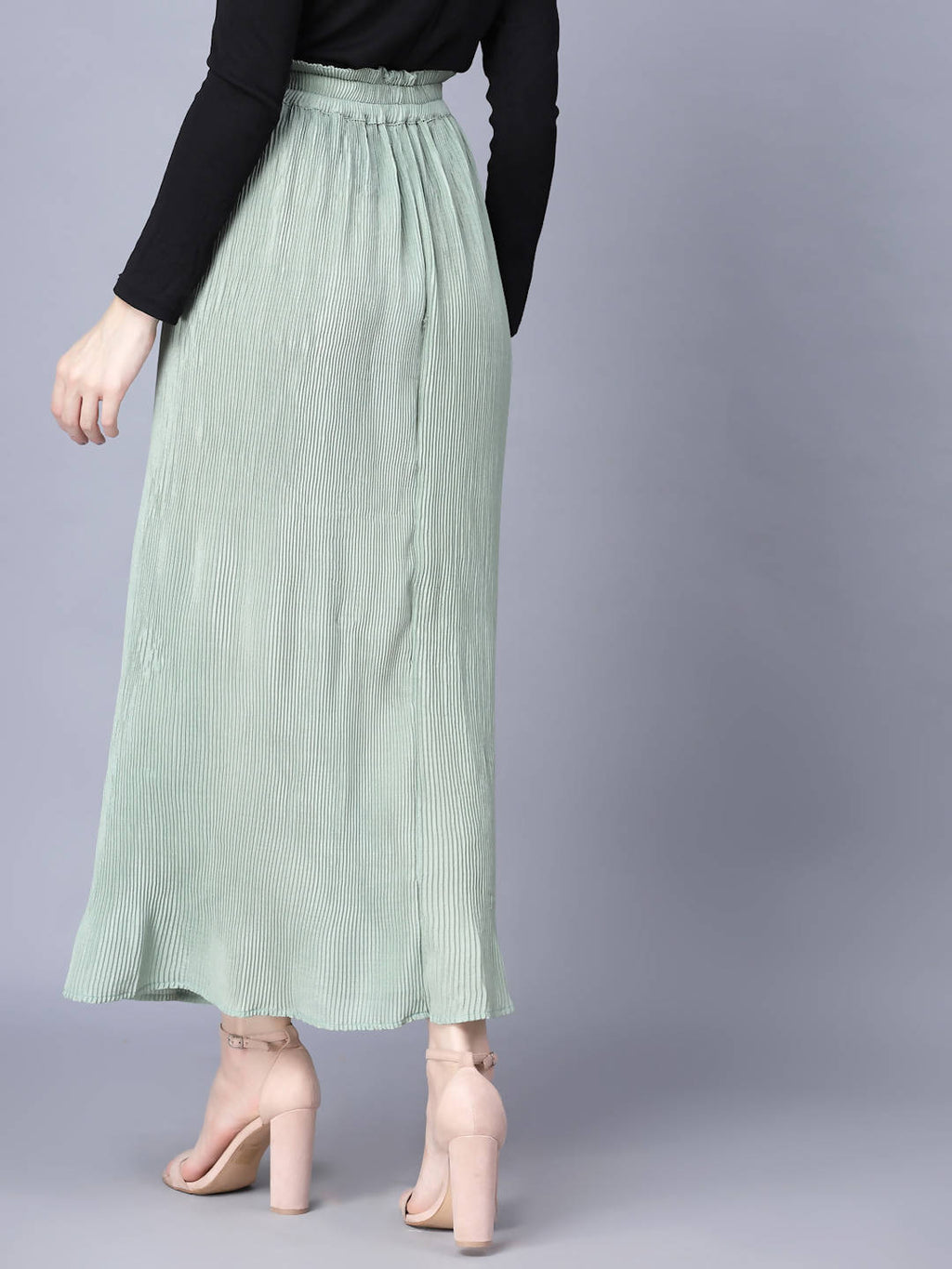 Myshka Chiffon Solid Green Women Skirt - Distacart