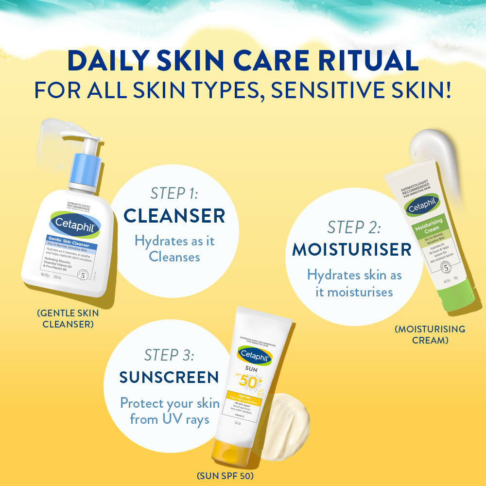 Cetaphil Sun SPF 50 Light Gel Mineral Base For Normal, Dry & Oily Skin - Distacart