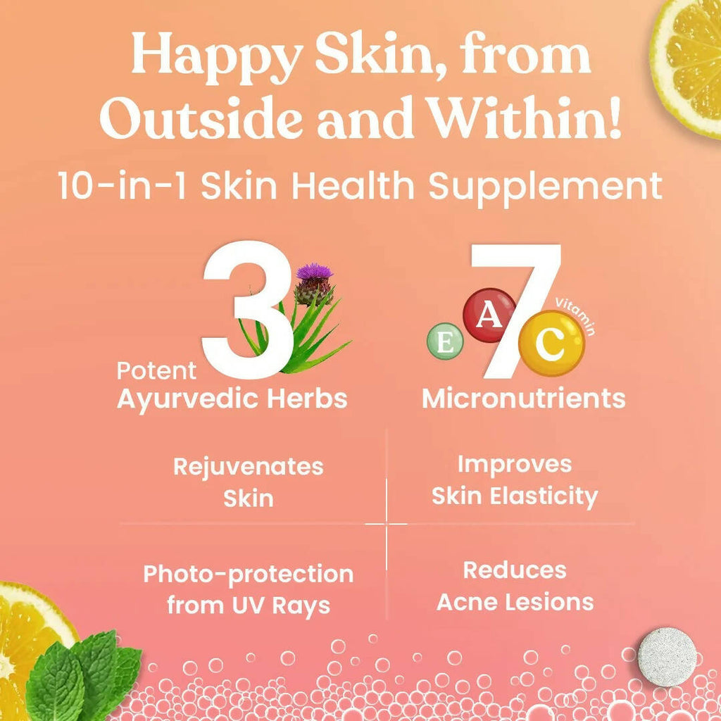 Kapiva Ayurveda Radiance Fizz Happy Skin Effervescent Tablets - Minty Lemon