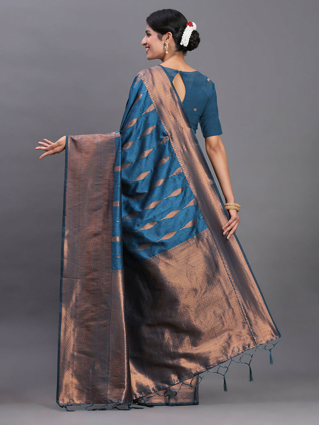 Shree Shyam Fashion Silk Peach Saree - Distacart
