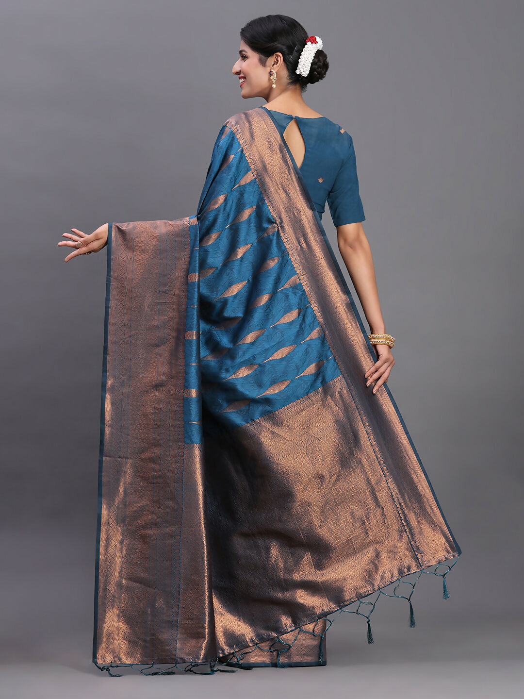 Shree Shyam Fashion Silk Peach Saree - Distacart