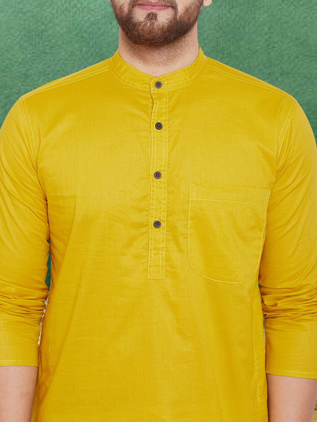 Even Apparels Men's Pure Cotton Yellow Kurta