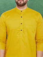 Even Apparels Men's Pure Cotton Yellow Kurta