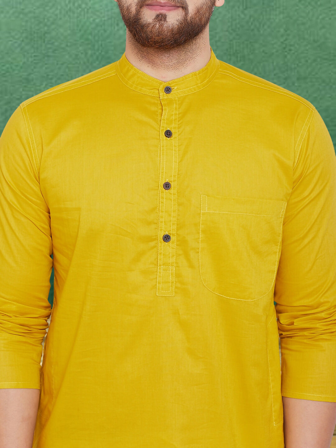 Even Apparels Men's Pure Cotton Yellow Kurta