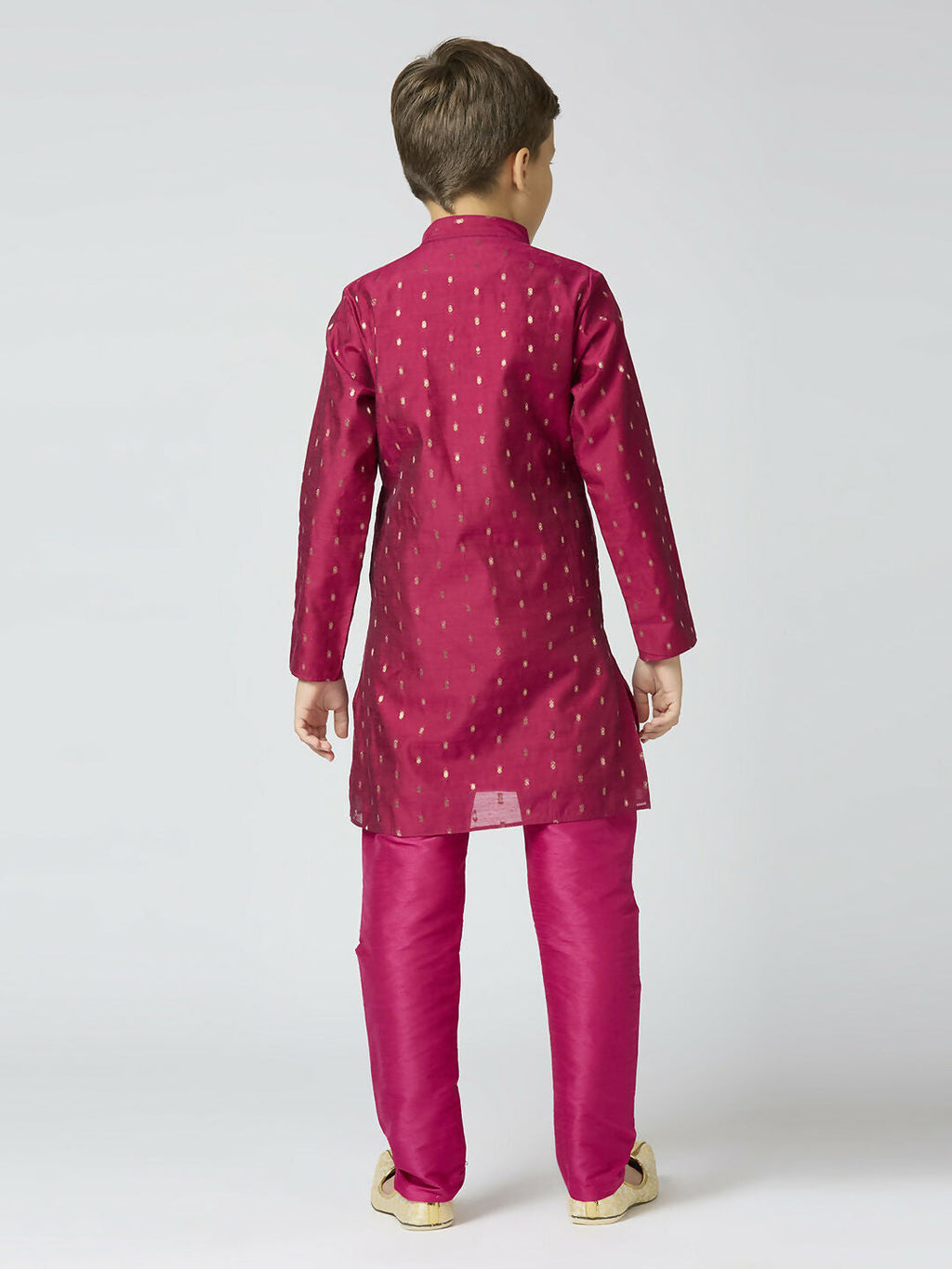 Joban Fashion Kids Island Full Sleeves Chanderi Kurta, Pyjama Set with Traditional Butta Work - Purple - Distacart