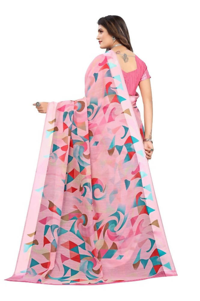 Vamika Pink Linen Satin Border Saree