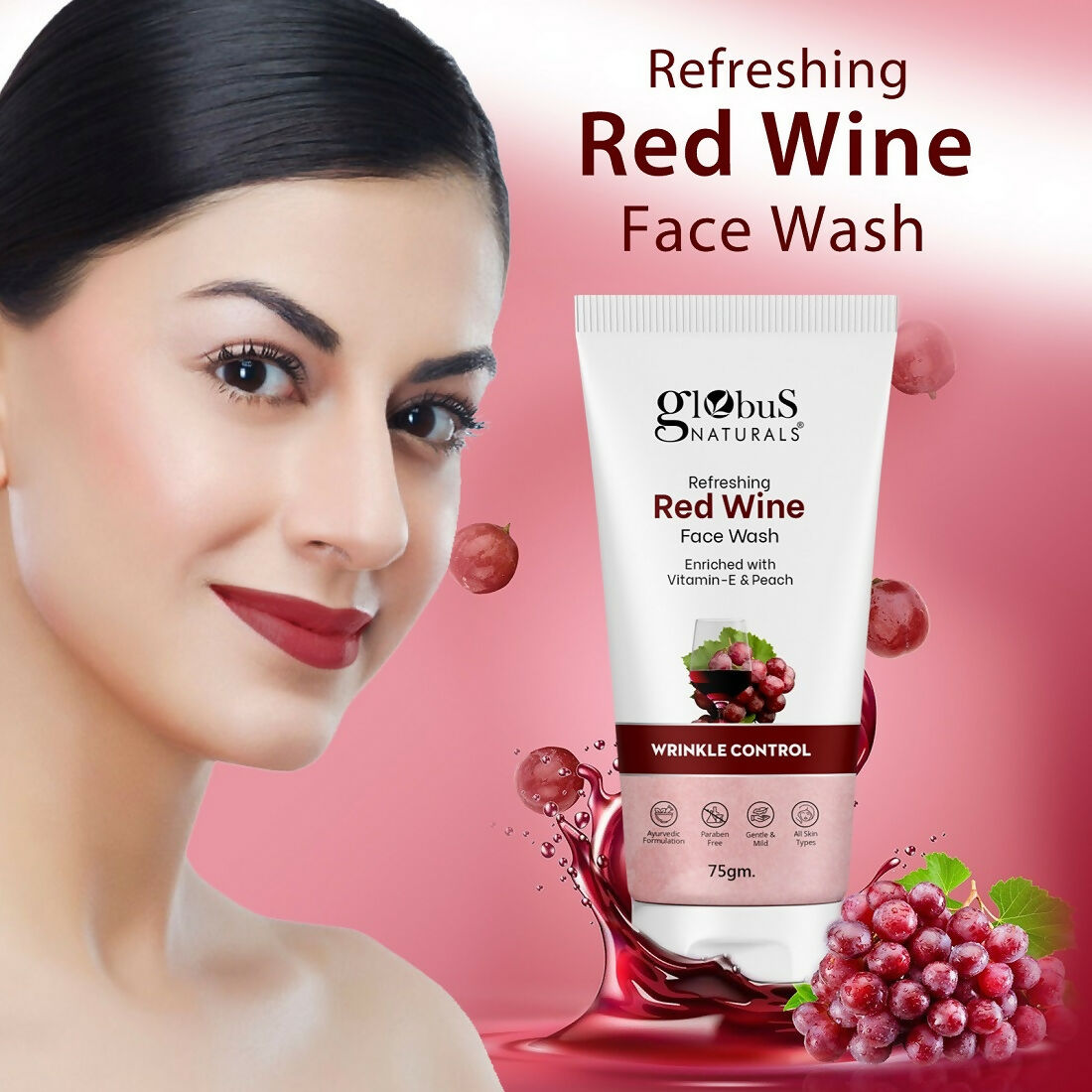 Globus Naturals Red Wine Hydrating Face Wash - Distacart