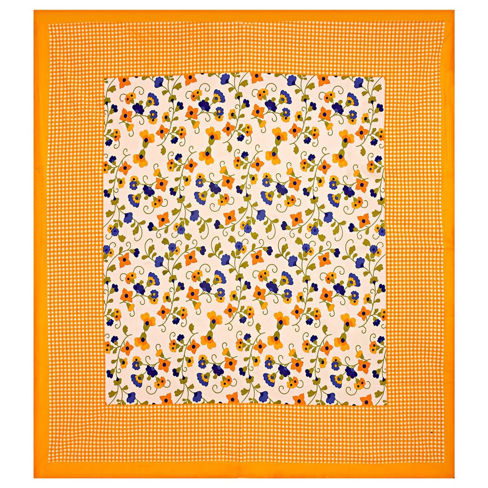 Vamika Printed Cotton Yellow Bedsheet With Multicolor Pillow Covers (LEOC_CHKM_Y)