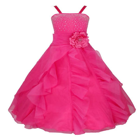 Asmaani Baby Girl's Pink Colour Satin A-Line Maxi Full Length Dress (AS-DRESS-22088)