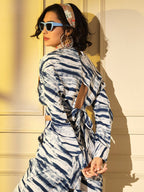 Blue Crepe Digital Printed Top With Matching Trouser - Shivani