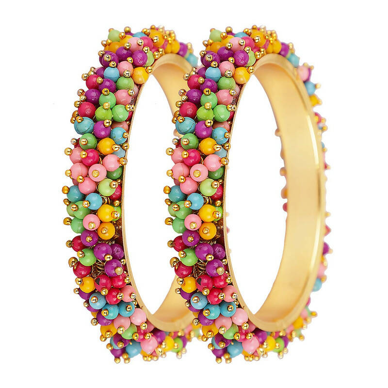 Mominos Fashion Joharkamal Gold-Plated Multi Beads Work Bangles - Distacart