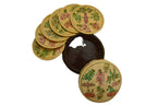 Nizalia Floral Motif Embossed Cream Paper Mache Round Coasters