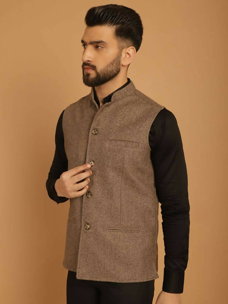 Even Apparels Pure Wool Nehru Jacket - Beige