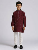 Joban Fashion Kids Island Traditional Ethnic Wear with Silk Sequence Embroidery Full Sleeves Kurta and Pyjama Set - Wine