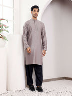 Grey Viscose Designer Chikankari Embroidery Work Men's Kurta - Mahotsav