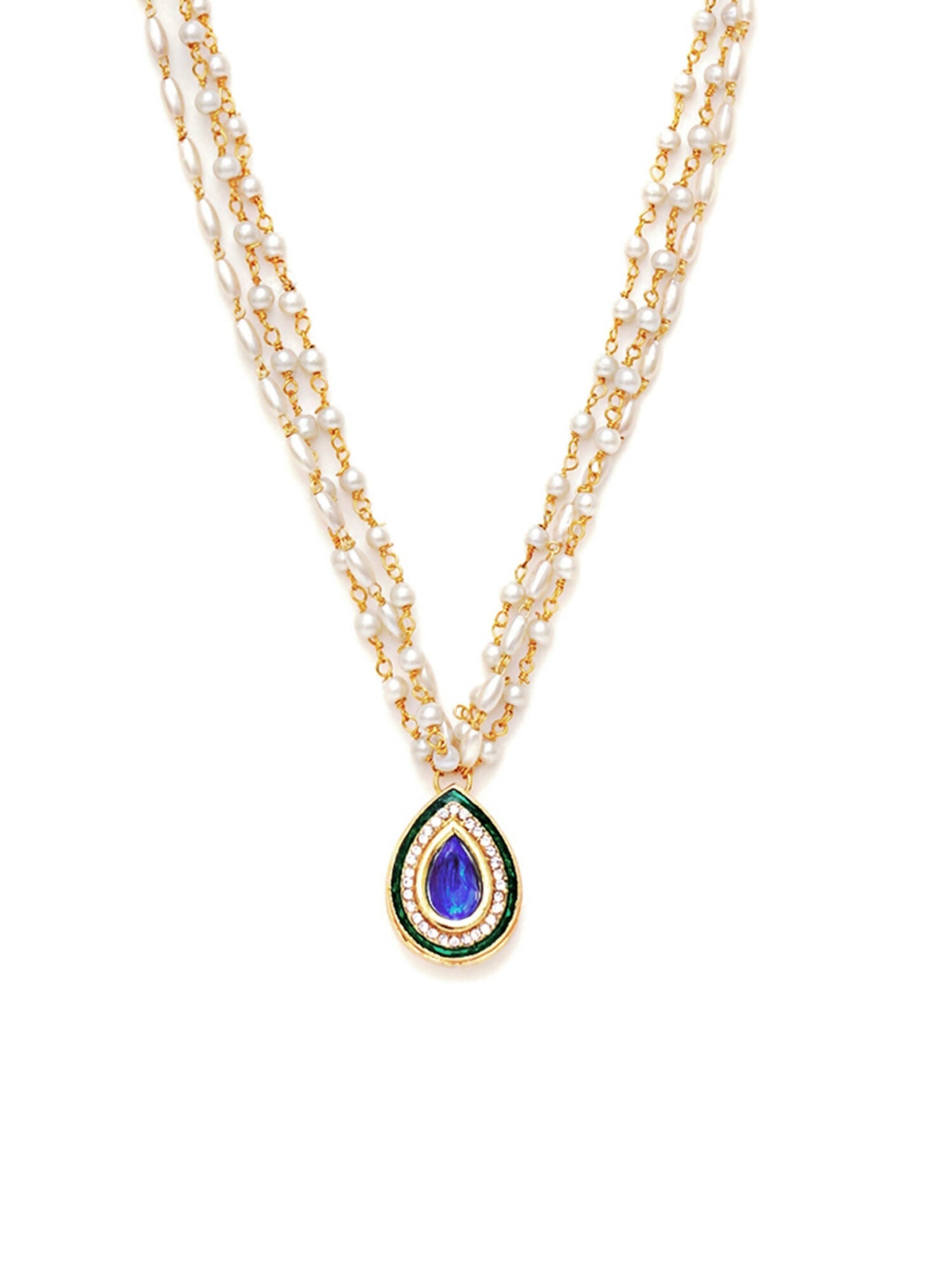 Kundan Necklace (Gold) - Ruby Raang