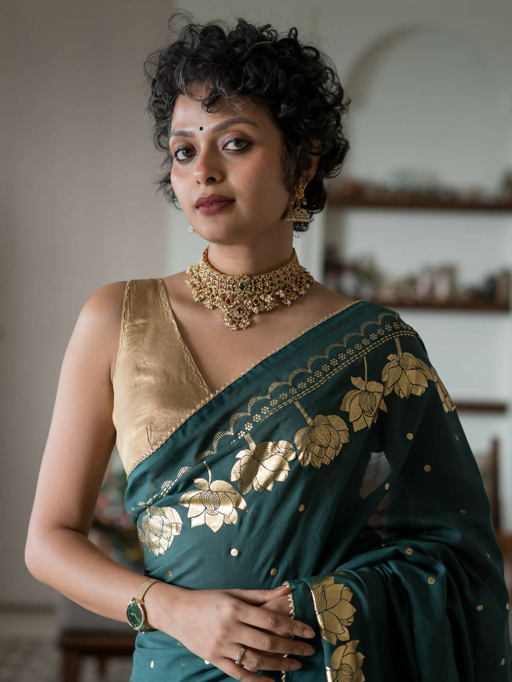 Suta Green Floral Cotton Blend Saree - Distacart