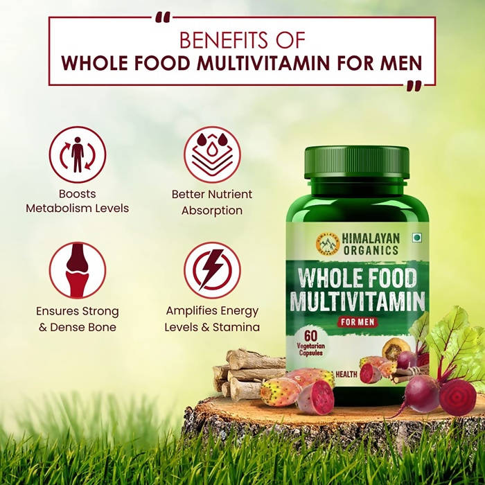 Himalayan Organics Whole Food Multivitamin For Men Boosts Overall Health: 60 Vegetarian Capsules