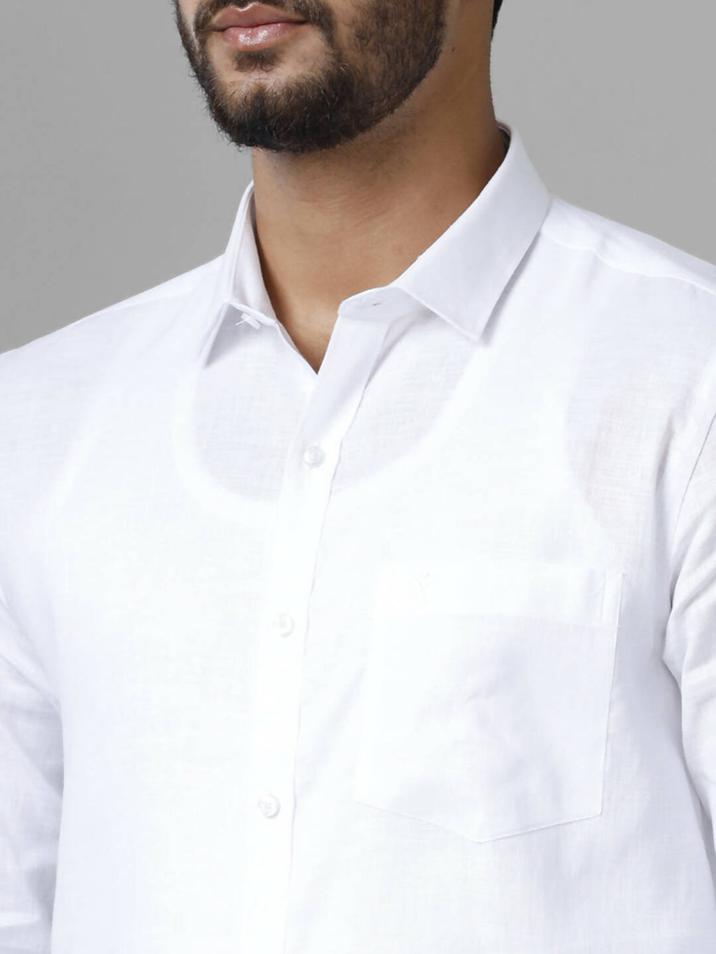 Ramraj Cotton Cotton Linen Full Sleeve White Shirt