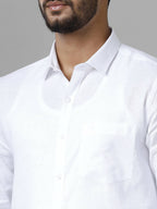 Ramraj Cotton Cotton Linen Full Sleeve White Shirt