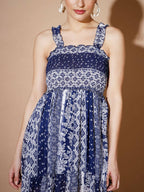 Myshka Women Blue Geometric Dresses - Distacart