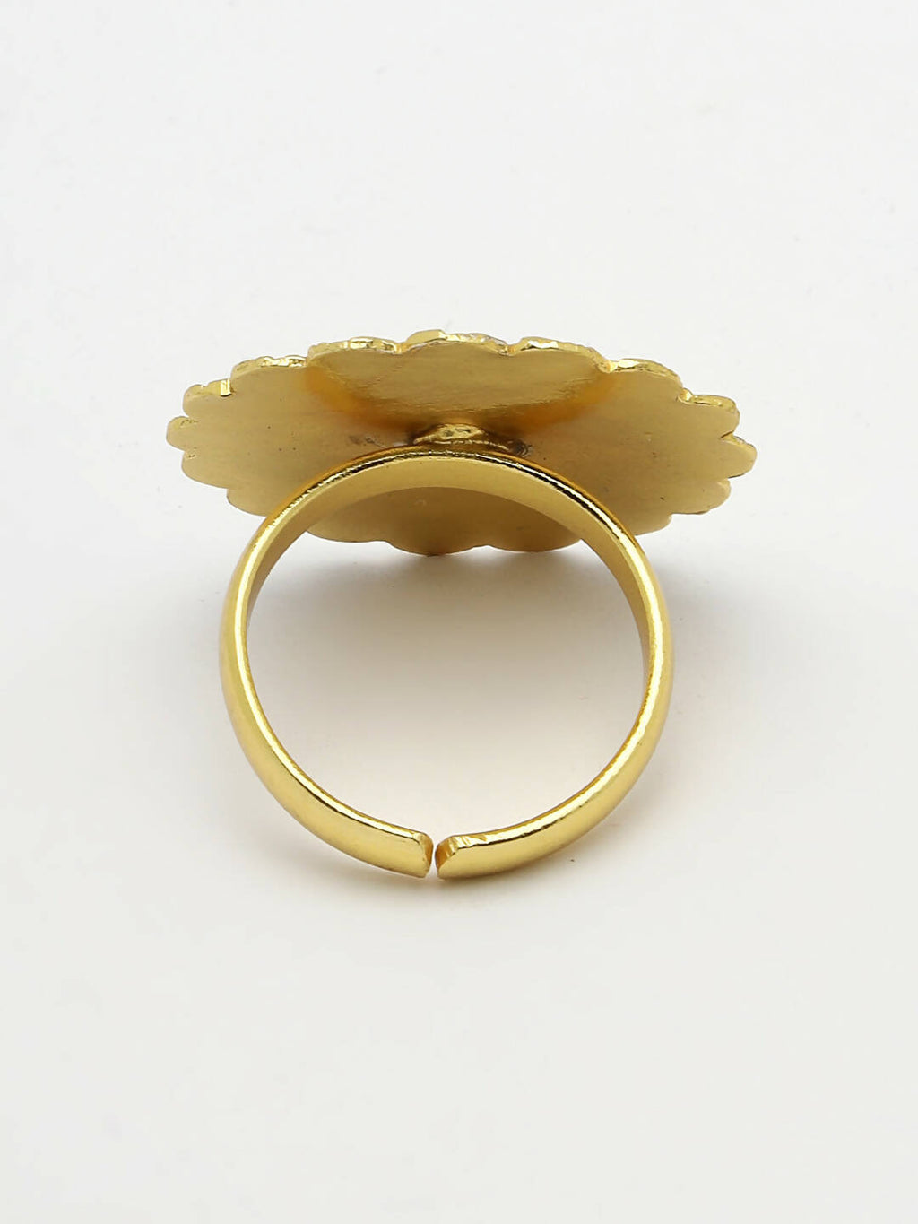 NVR Women Gold-Polished Circular Adjustable Finger Ring