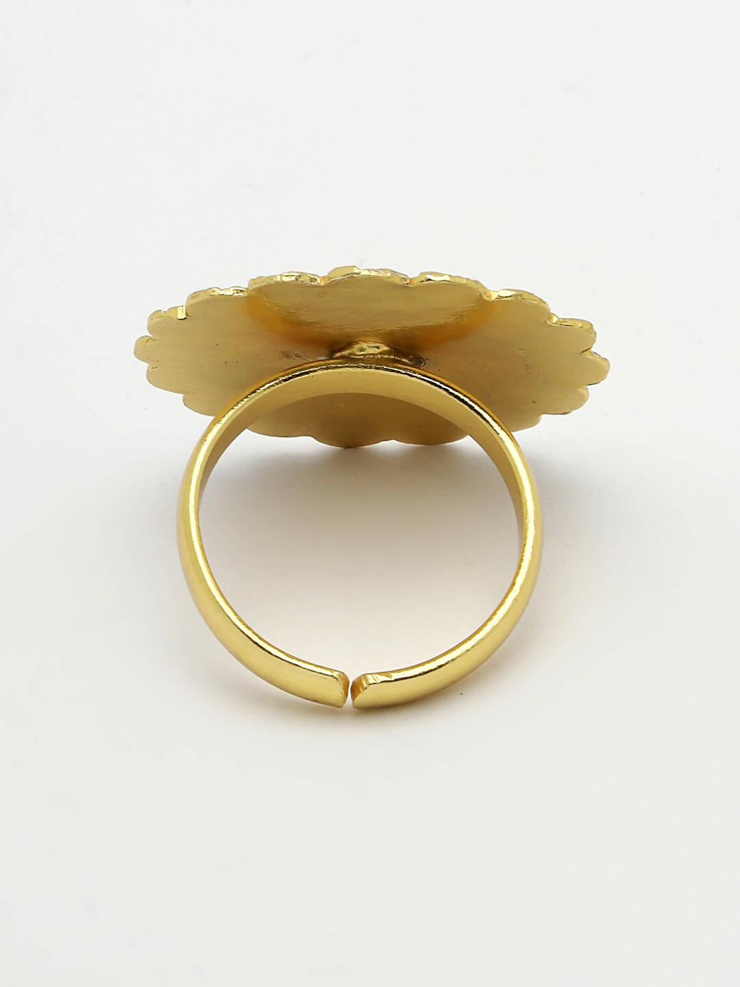 NVR Women Gold-Polished Circular Adjustable Finger Ring