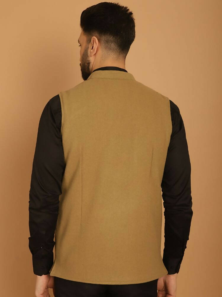 Even Apparels Pure Wool Nehru Jacket - Beige