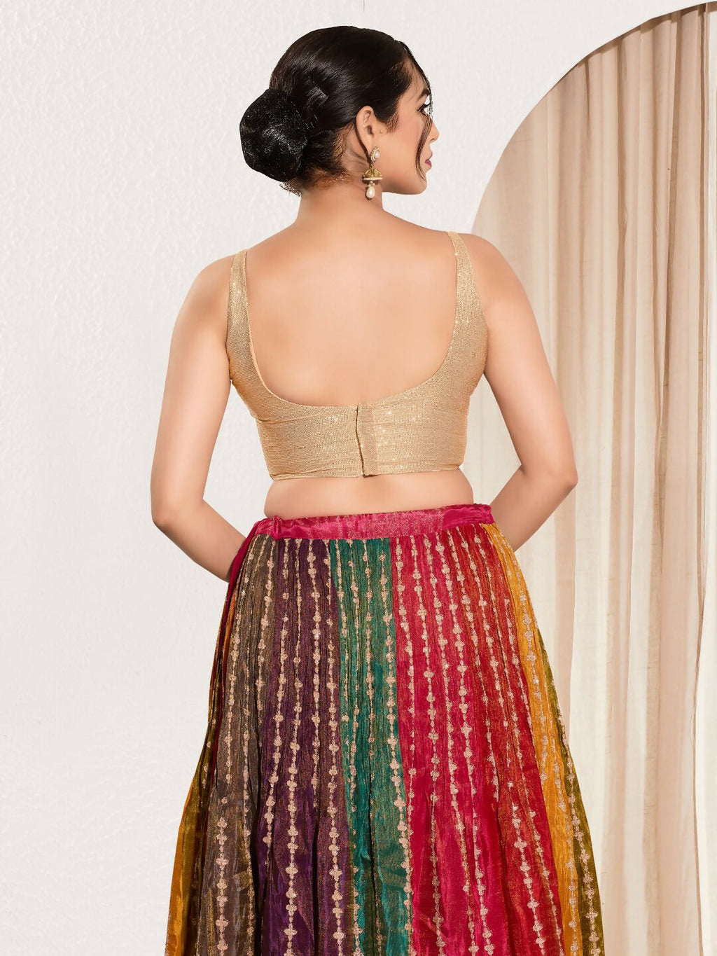 Joban Fashion Rose Gold Sequin Padded Blouse With Square Neck Sleeveless - Distacart