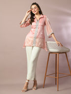 Myshka Women's Pink Solid Longline Party Tunic