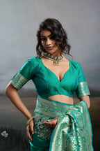 Shree Shyam Fashion Rama Silk Blend Saree - Distacart