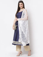 Myshka Blue Color Silk blend Embroidered Kurta With Dupatta Set